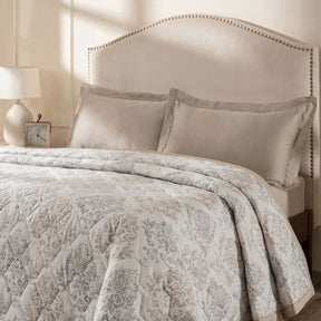 PBS Timeless Ornare Quilt/Quilted Bed Cover Tan