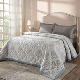 PBS Timeless Ornare Quilt/Quilted Bed Cover Dusty Blue