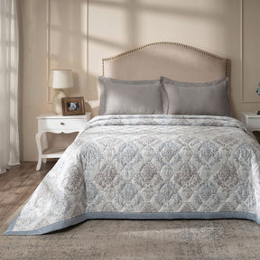 PBS Timeless Ornare Quilt/Quilted Bed Cover Dusty Blue