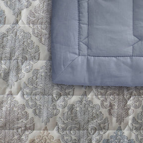 PBS Timeless Ornare Quilt/Quilted Bed Cover Blue
