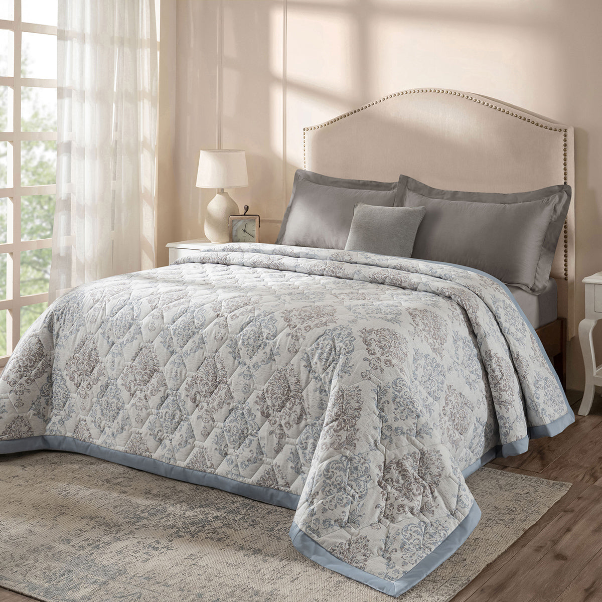 PBS Timeless Ornare 6Pcs Quilt Set/Quilted Bed Cover Dusty Blue