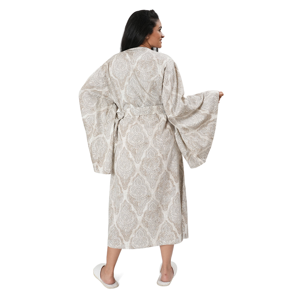 Luxe Boutique Lindsey Printed 1Pc Calf Length Robe / Gown / Bath Robe In Box Packaging