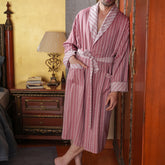 Luxe Boutique Adore stripe Cashmere Soft 1Pc Calf Length Robe/ Gown / Bath Robe In Box Packaging