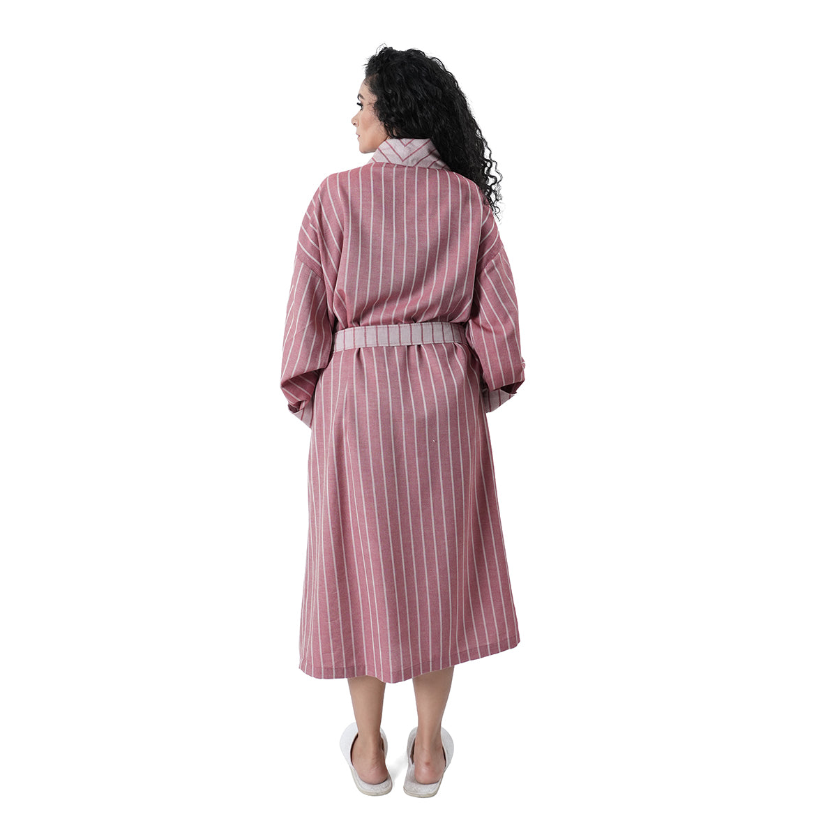 Luxe Boutique Adore stripe Cashmere Soft 1Pc Calf Length Robe/ Gown / Bath Robe In Box Packaging