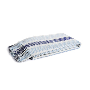 Rurban Elegance Crooked Stripe 100% Cotton 1PC Throw Blue