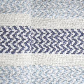 Rurban Elegance Crooked Stripe 100% Cotton 1PC Throw Blue