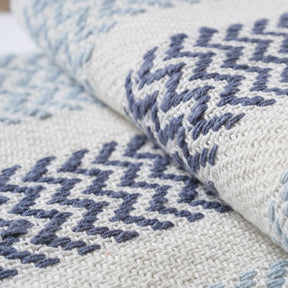 Rurban Elegance Crooked Stripe 100% Cotton 1PC Throw Blue