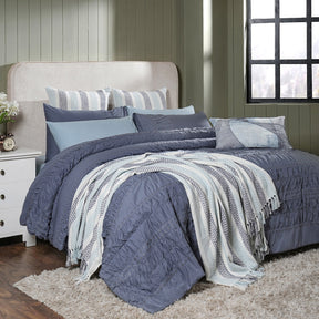 Rurban Elegance Ruching Rhapsody 11 pcs Quilt/Quilted Bed Cover Set Grey