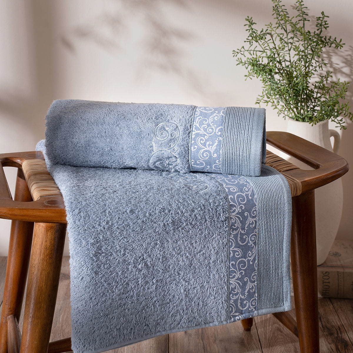 Selene Embroidery Machine 100% Cotton Towel Blue