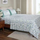 Sensory Bloom Blooming Petals 100% Cotton Blue Bed Sheet with Pillow Case