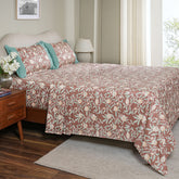 Sensory Bloom Granada 100% Cotton Red Bed Sheet with Pillow Case