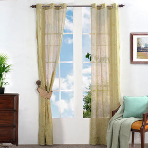 Sicilian Stripe Solid 2PC Gold Curtain Set