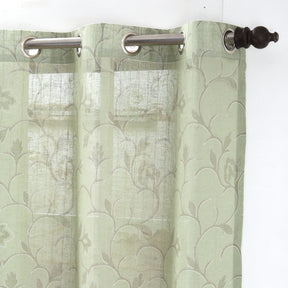 Sicilian Stripe Solid 2PC Green Curtain Set