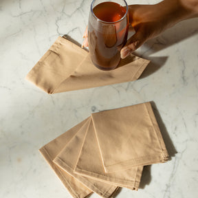 Slumber 100% Cotton Cocktail Napkin Set 20X20 CM Latte