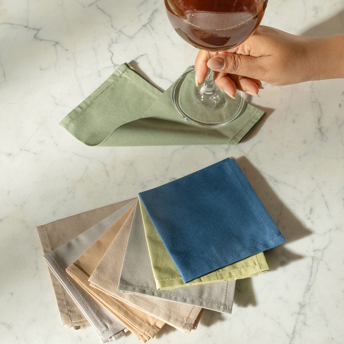 Slumber 100% Cotton Cocktail Napkin Set 20X20 CM Oil Green