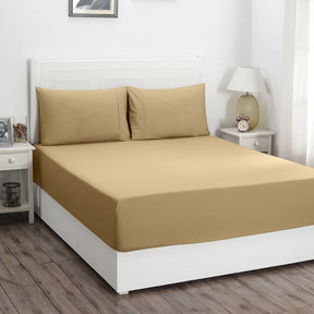 Slumber Plain Easy Care Percale 100% Cotton Yellow Fitted Sheet with Pillow Case