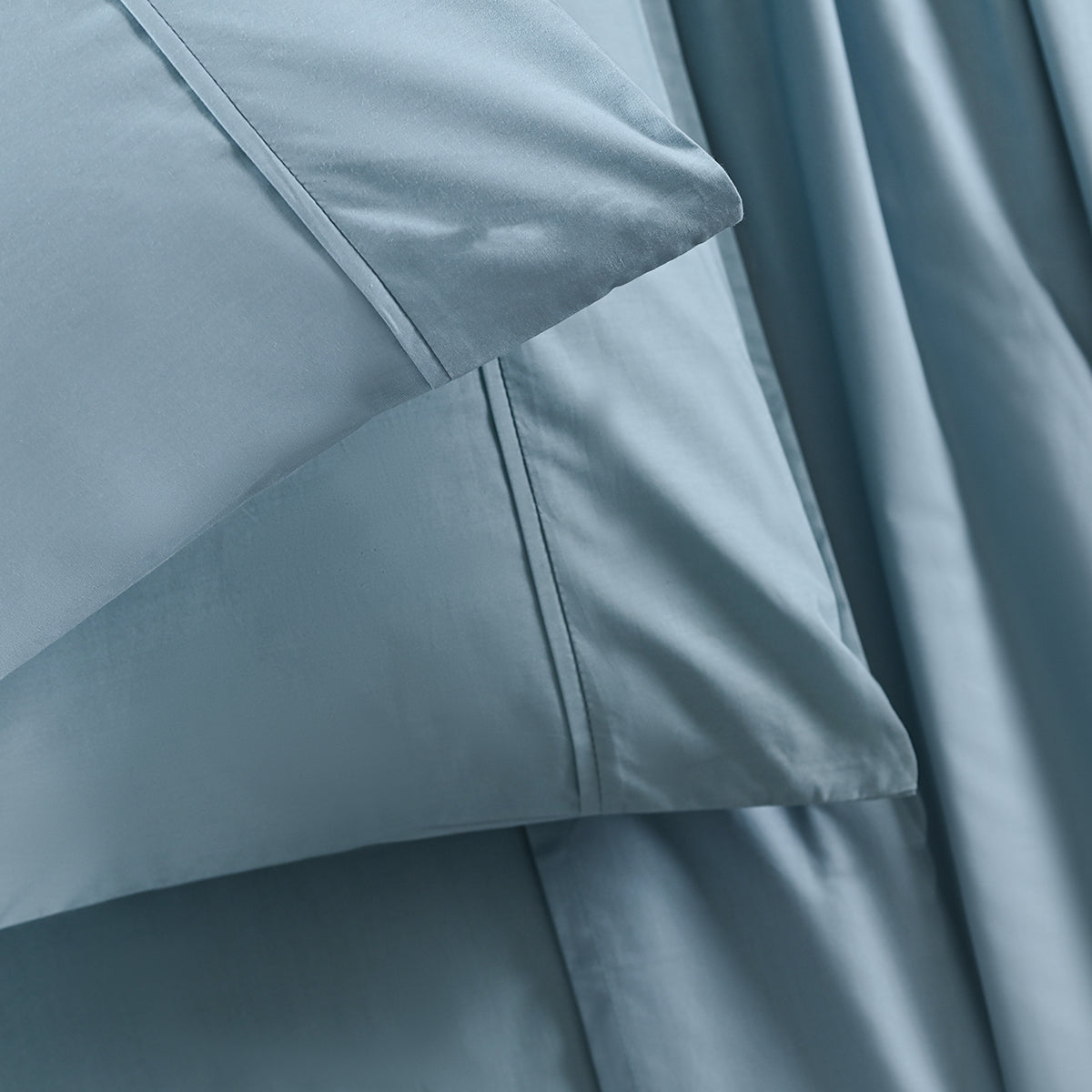 Slumber Plain Easy Care Percale 100% Cotton Blue Crisp Bed Sheet with Pillow Case