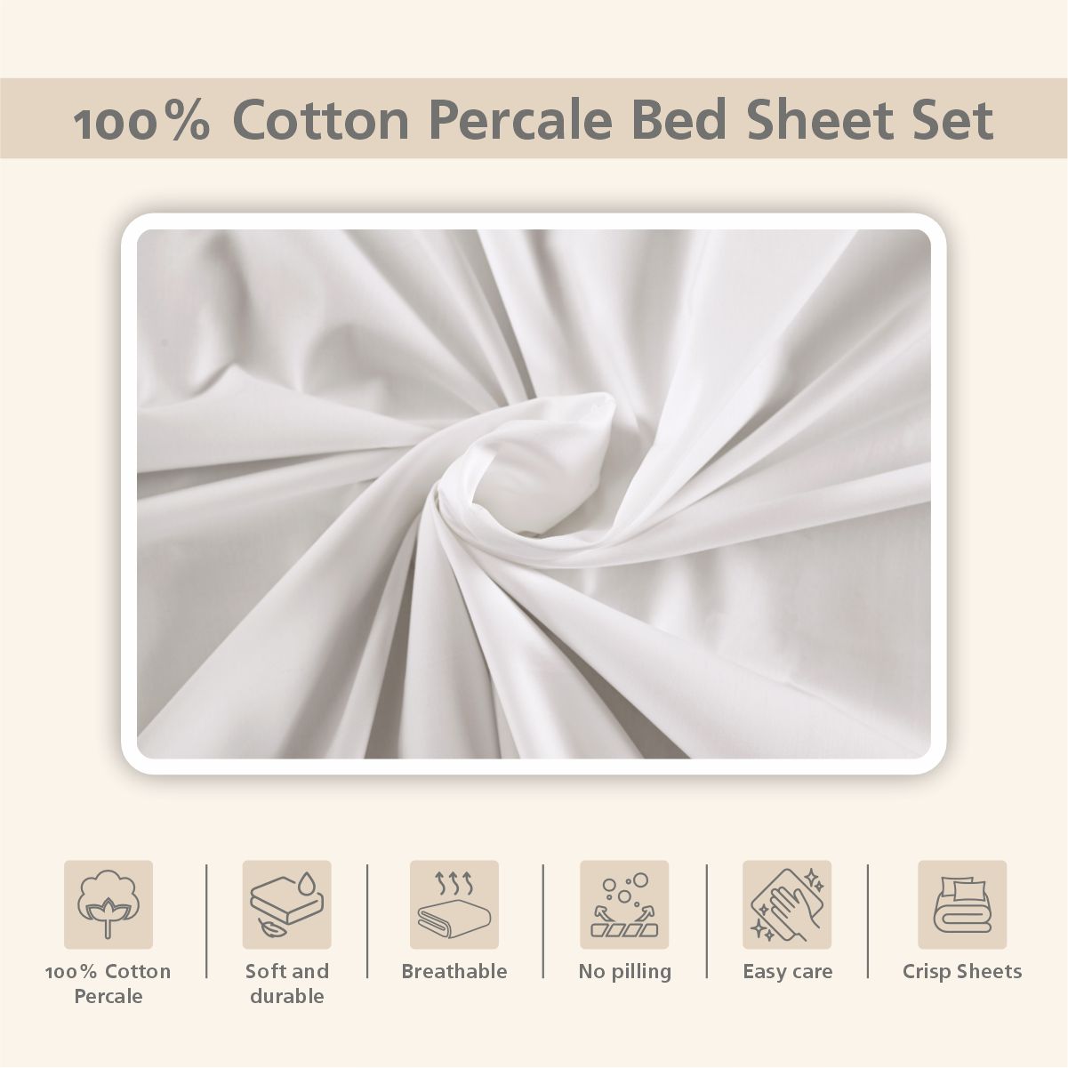 Slumber Plain Easy Care Percale 100% Cotton Green Crisp Bed Sheet with Pillow Case
