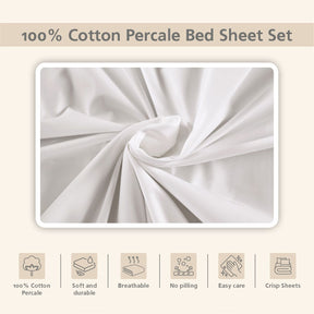 Slumber Plain Easy Care Percale 100% Cotton Green Crisp Bed Sheet with Pillow Case