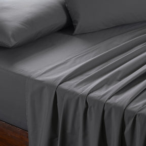 Slumber Plain Easy Care Percale 100% Cotton Steel Grey Crisp Bed Sheet with Pillow Case
