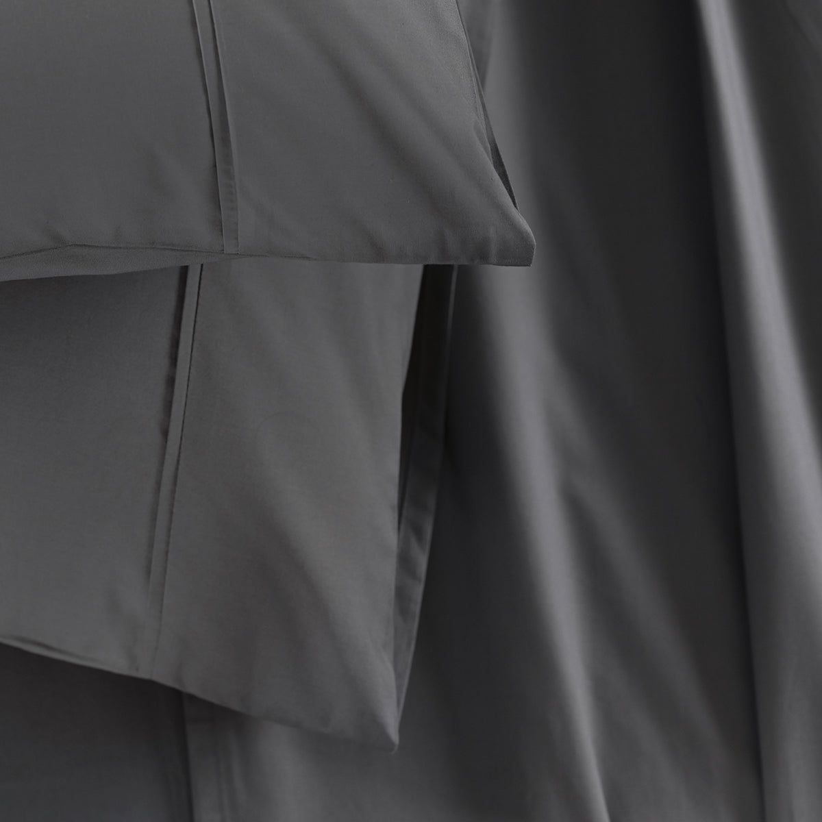 Slumber Plain Easy Care Percale 100% Cotton Steel Grey Crisp Bed Sheet with Pillow Case