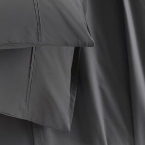 Slumber Plain Easy Care Percale 100% Cotton Steel Grey Crisp Bed Sheet with Pillow Case