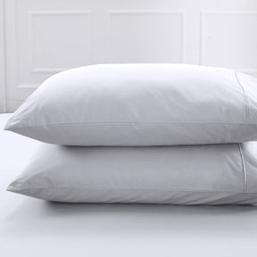 Slumber Plain Easy Care Percale 100% Cotton Tracing Grey Crisp Pillow Case Set