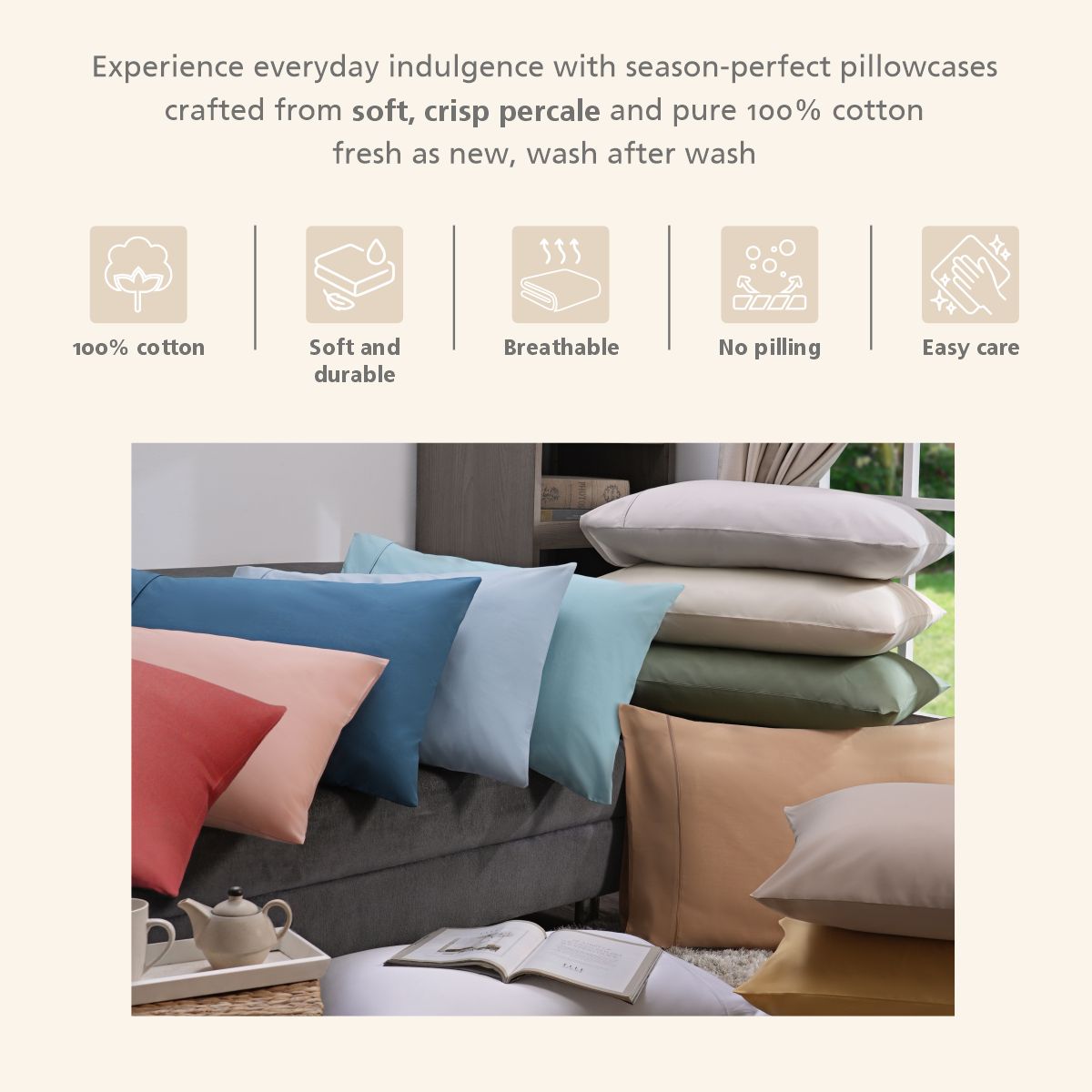 Slumber 100%Cotton Solid Green Pillow Case Set