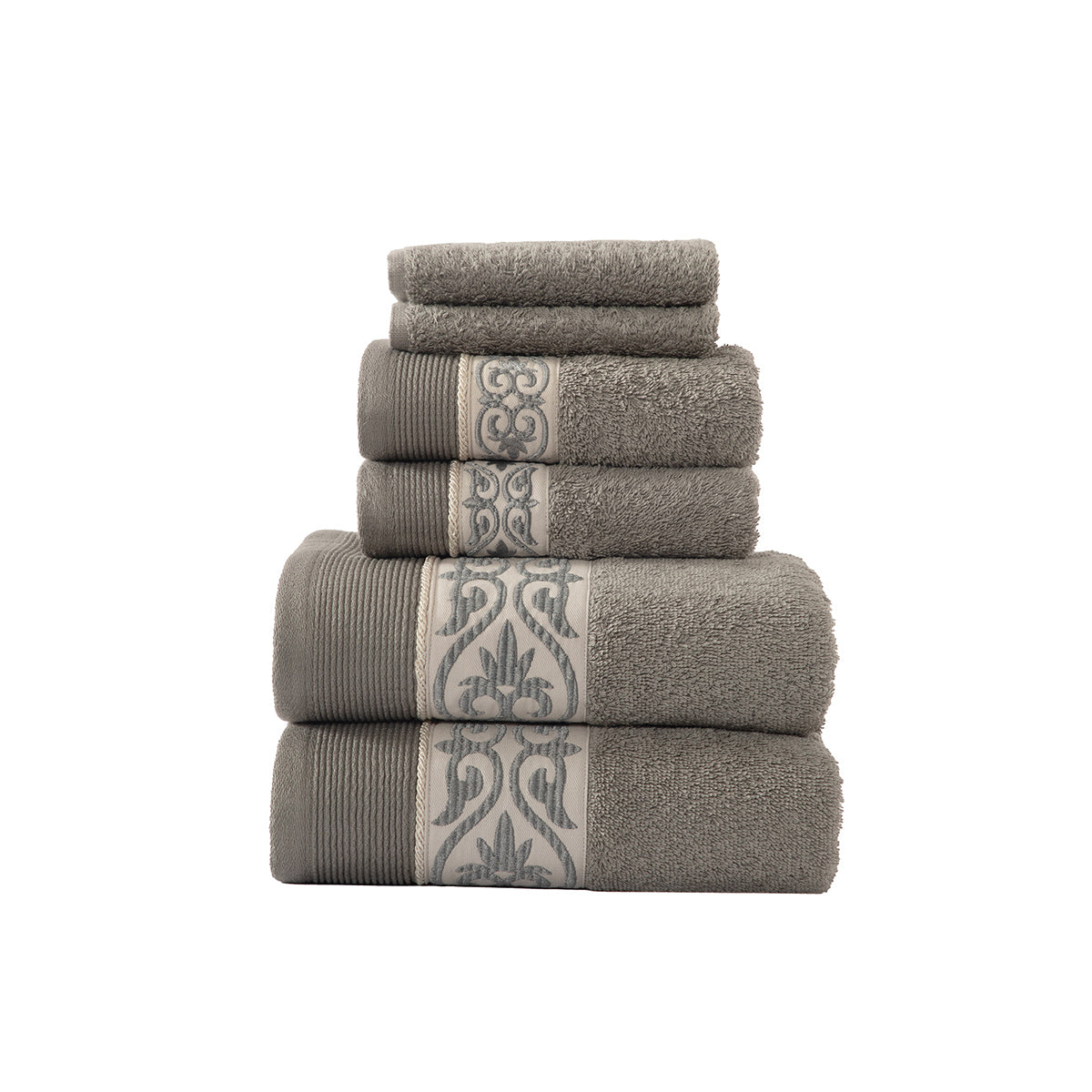 Towel 100% Cotton Grey Lacette Imperial Grace