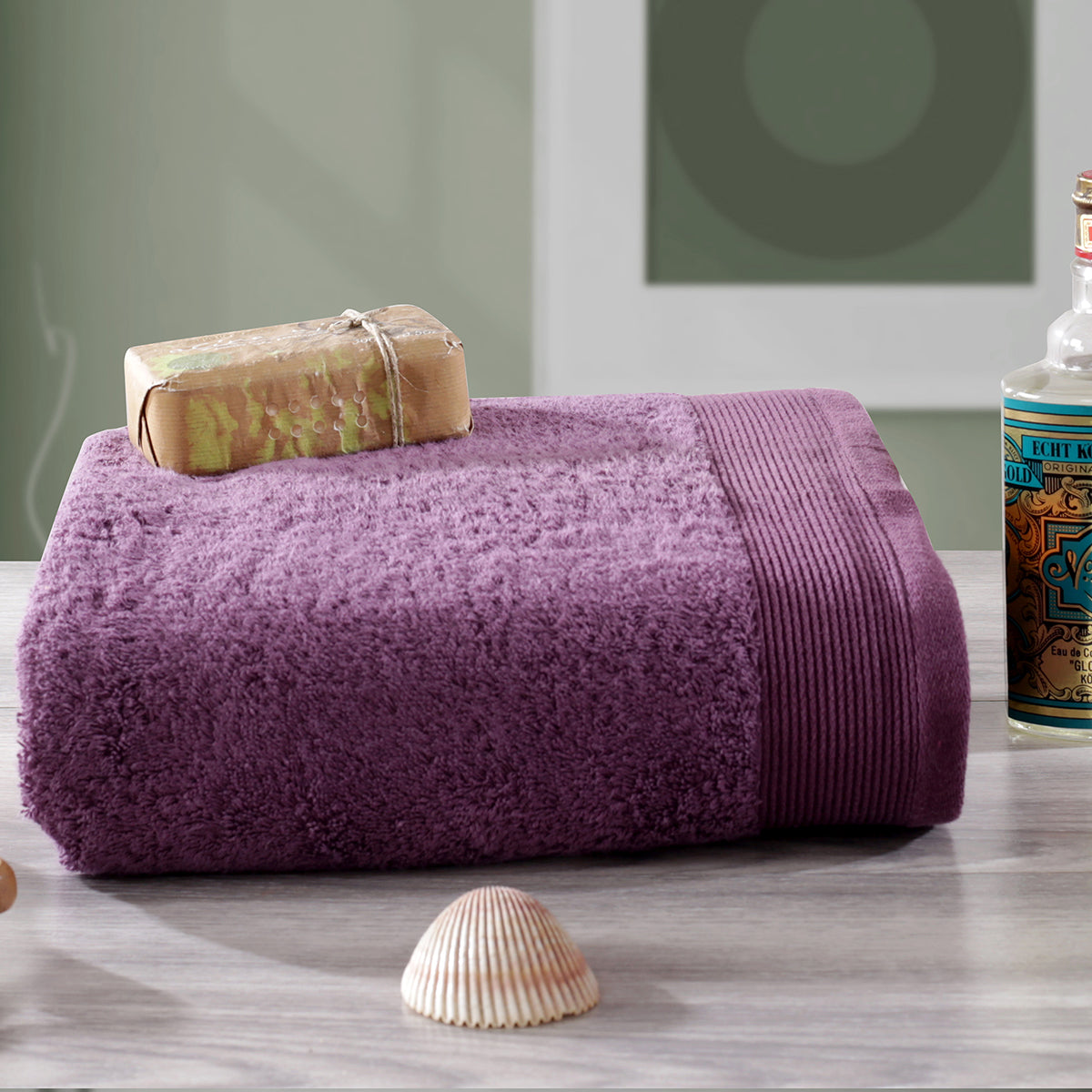 Colorart Embedded Stripe Shadow Purple Towel