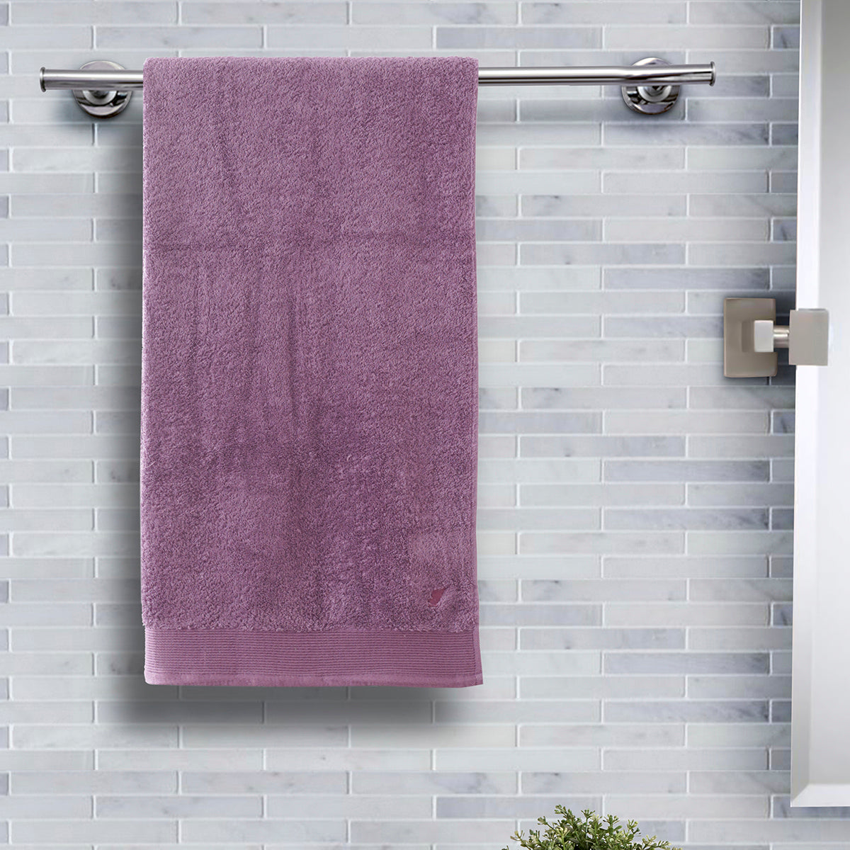 Colorart Embedded Stripe Shadow Purple Towel