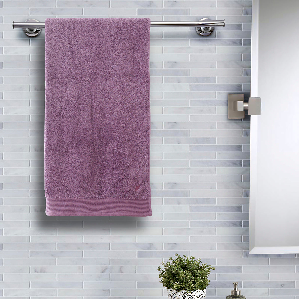 Colorart Embedded Stripe Shadow Purple Towel