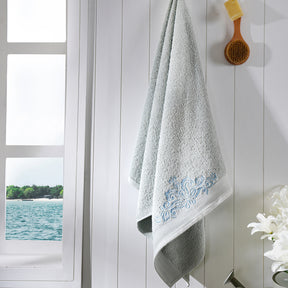 Classic Trope Embroidery 100% Cotton Towel Set Blue