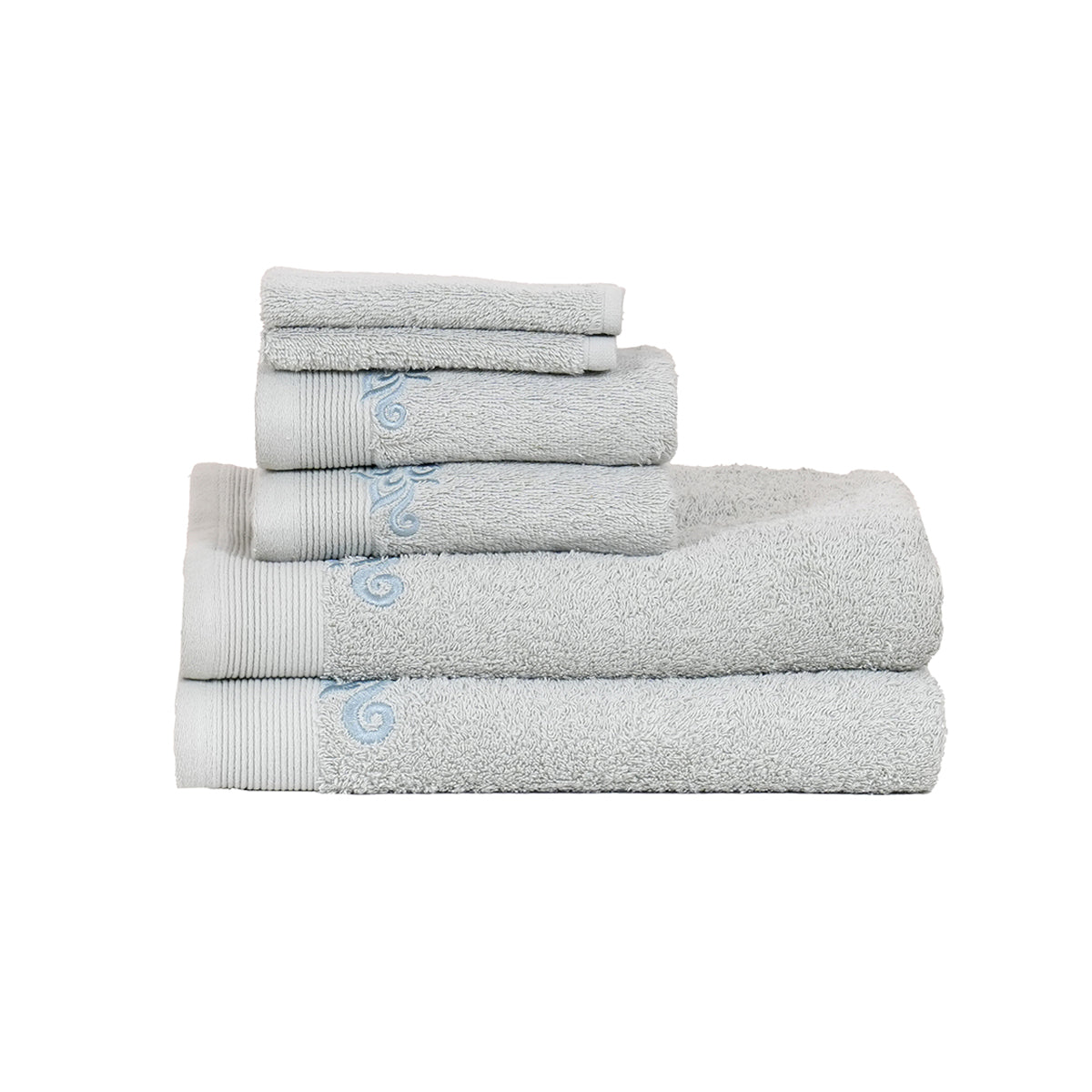 Classic Trope Embroidery 100% Cotton Towel Set Blue