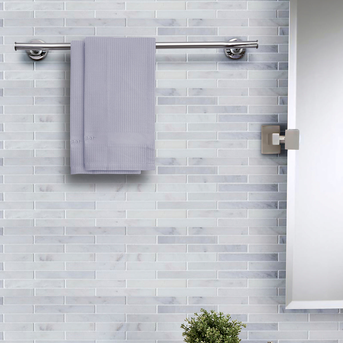 Catalina Waffle Antimicrobial Antifungal Super Absorbent Quick Dry Gym/Travel Vapour Blue Towel Set