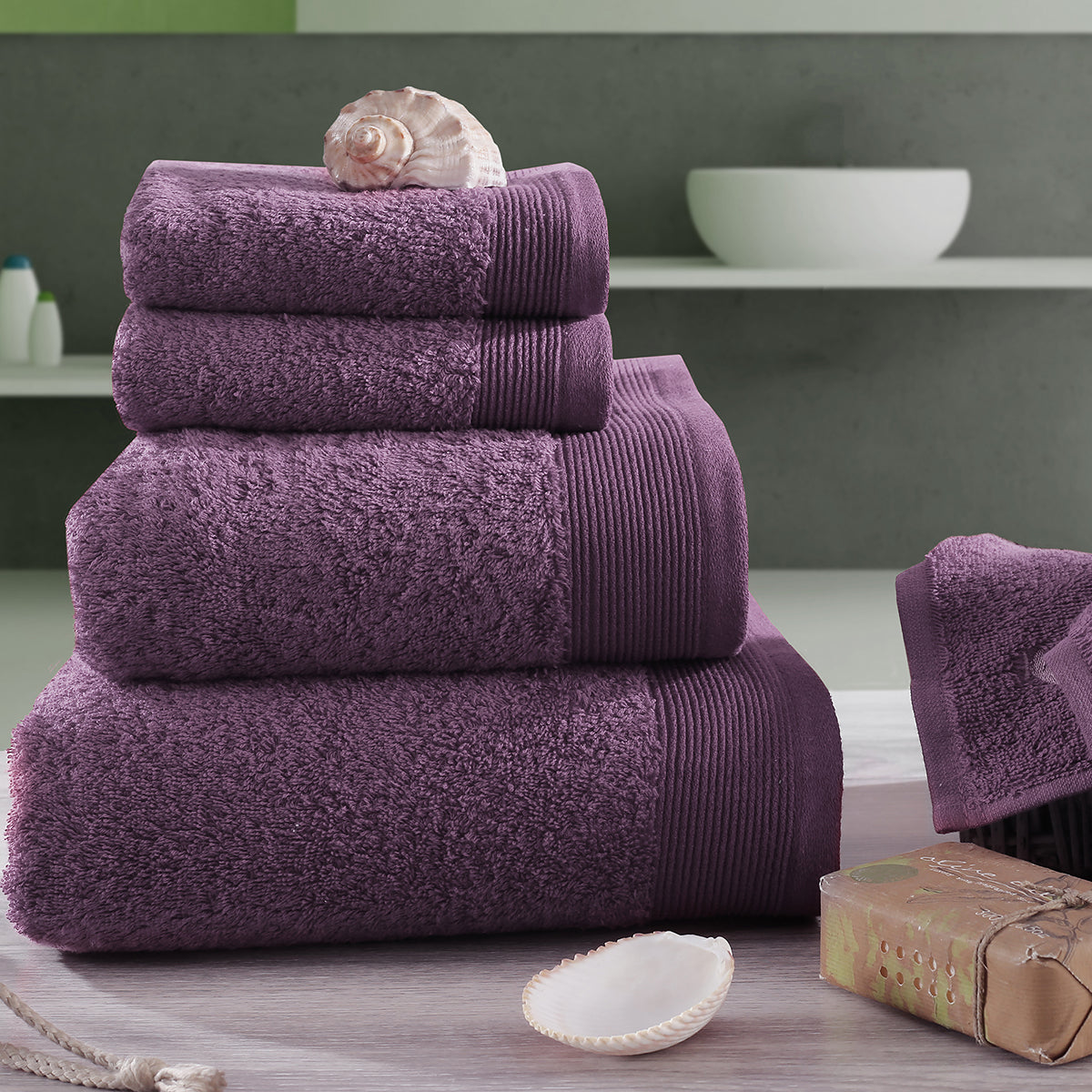 Colorart Embedded Stripe Shadow Purple Towel