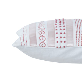 Tranquil Essence Adornment Lacery Embroidered 100% Cotton Peach Cushion Cover