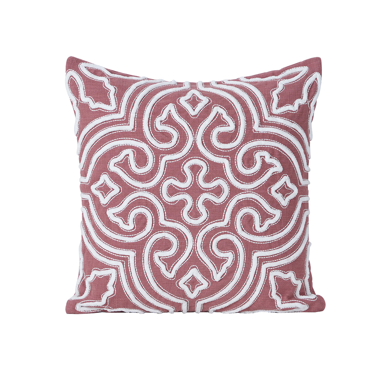 Tranquil Essence Alligator Reflect Embroidered 100% Cotton Peach Cushion Cover