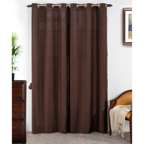 Tussah Silk Solid 2PC Brown Curtain Set