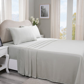 Vintage Noemi Solid 100% Tencel™ Green Bed Sheet With Pillow Case