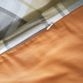 Whimsy Nature Vivid Plaid Woven 100% Cotton Rust Duvet Cover with Pillow Case