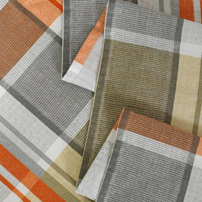 Whimsy Nature Vivid Plaid Woven 100% Cotton Rust Duvet Cover with Pillow Case