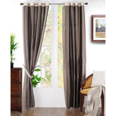 Duo Stripe Woven 2PC Black/ Nurture Brown/ Linen Curtain Set