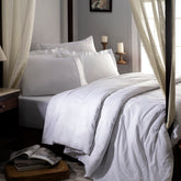 Luxe Leisure Line  Embroidery 100% Cotton Super Soft White Duvet Cover with Pillow Case