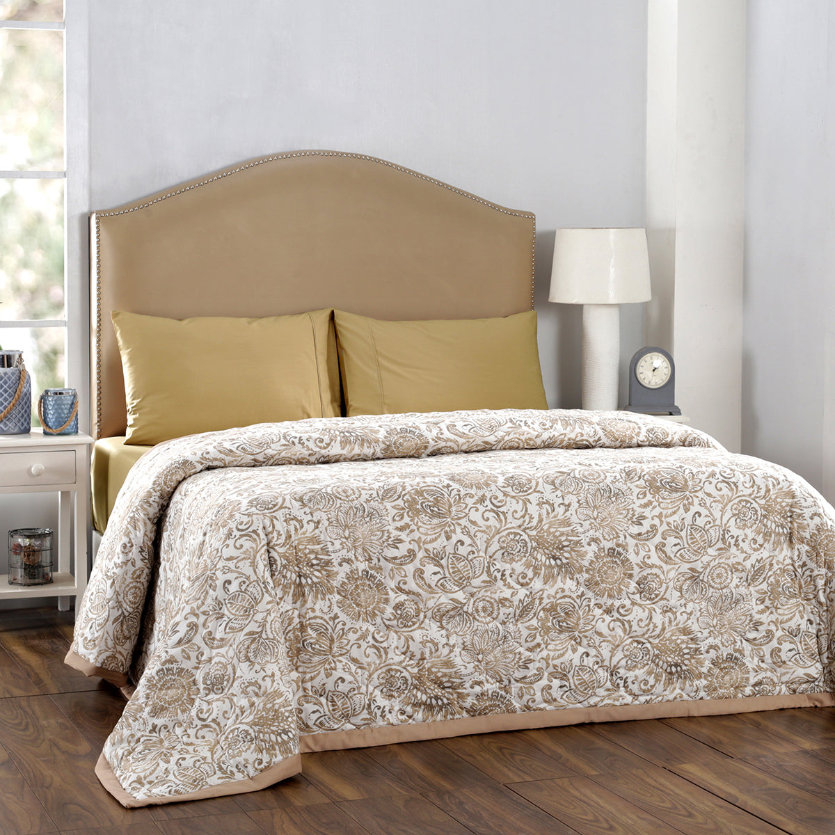 Meyer Zoe Flower Summer AC Quilt/Quilted Bed Cover/Comforter Neutral