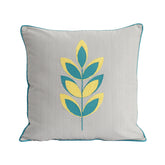 Patchy Leaf Printed & Embroidered Cushion Cover