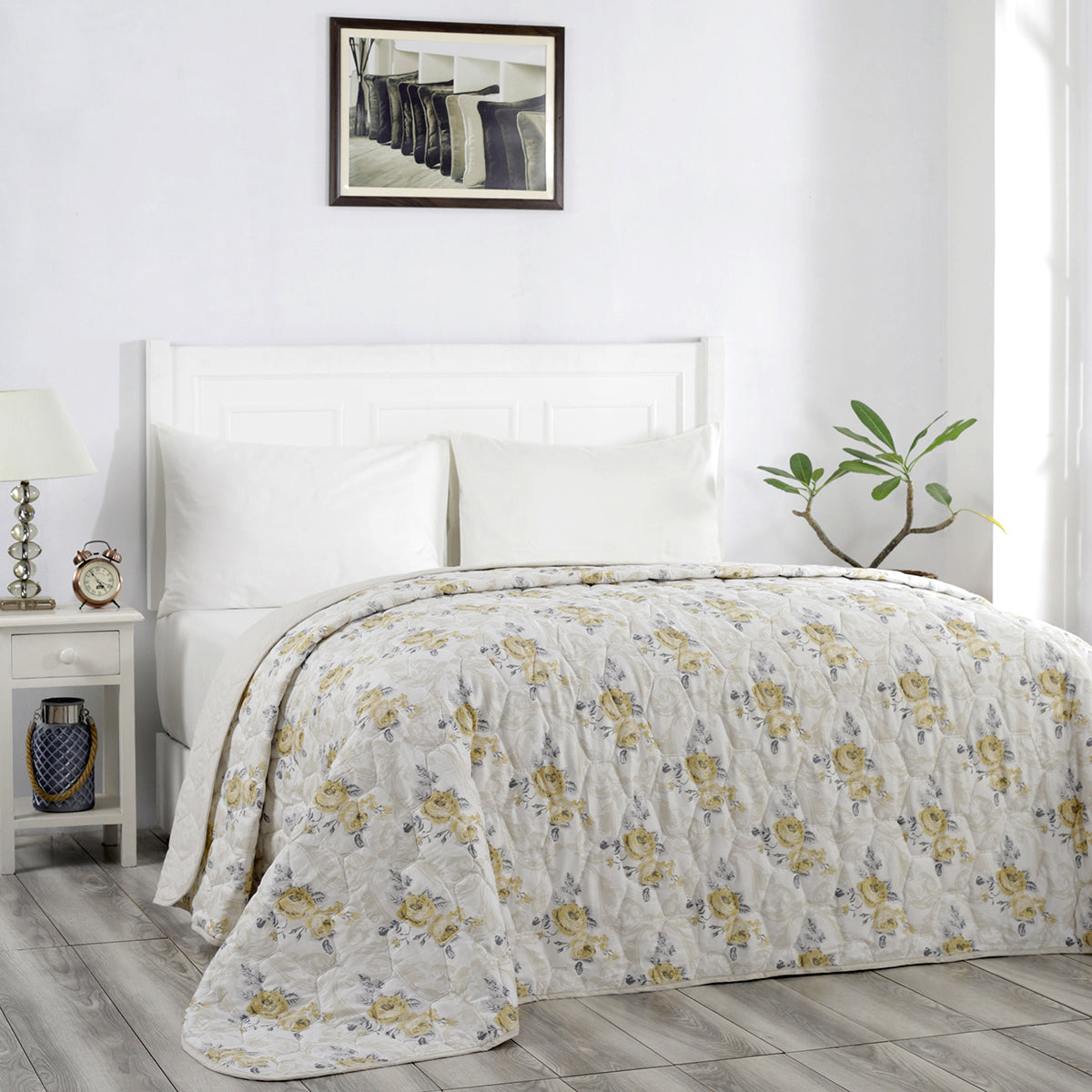 Giardino Giselle Summer AC Quilt/Quilted Bed Cover/Comforter Yellow