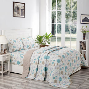 Glam Medison Multi Pastel 4PC Quilt/Quilted Bed Cover Set