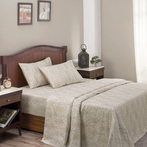 Regal Bliss Lucille Printed 100% Cotton Neutral Ultra Soft Bed Sheet
