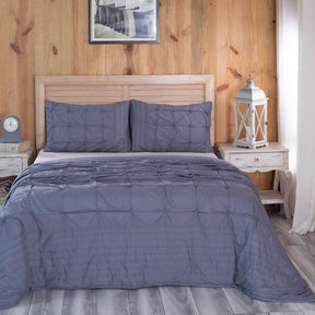 Rurban Divine Distressed Corners Summer AC Quilt/Quilted Bed Cover/Comforter Grey